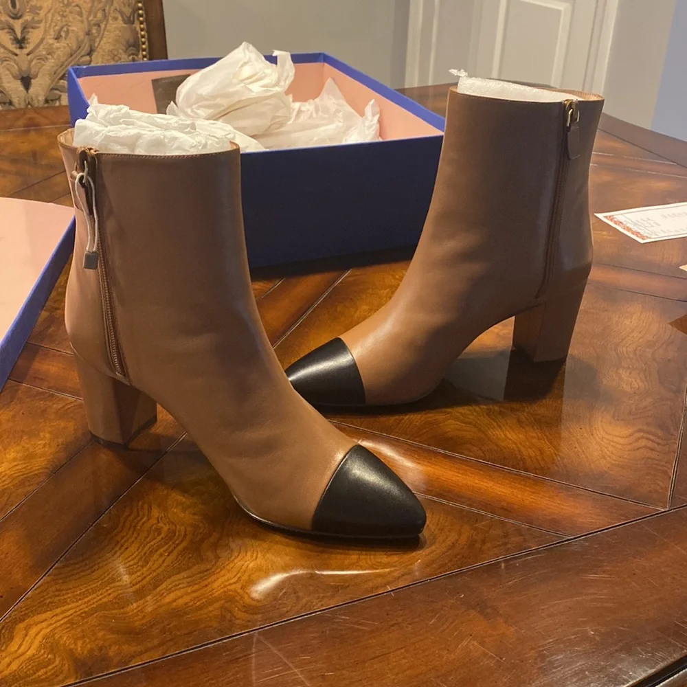 Brand New Stuart Weitzman Milla 60 Leather Bootie in Dark Tan - Picture 9 of 15